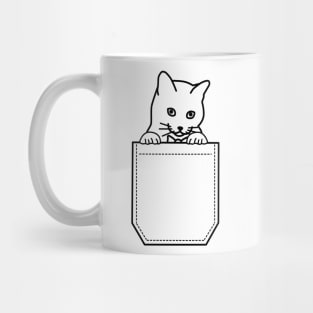 Cute Cat In My Pocket - Black Mug